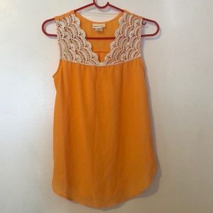 Tangerine sleeveless blouse with Off White Detail